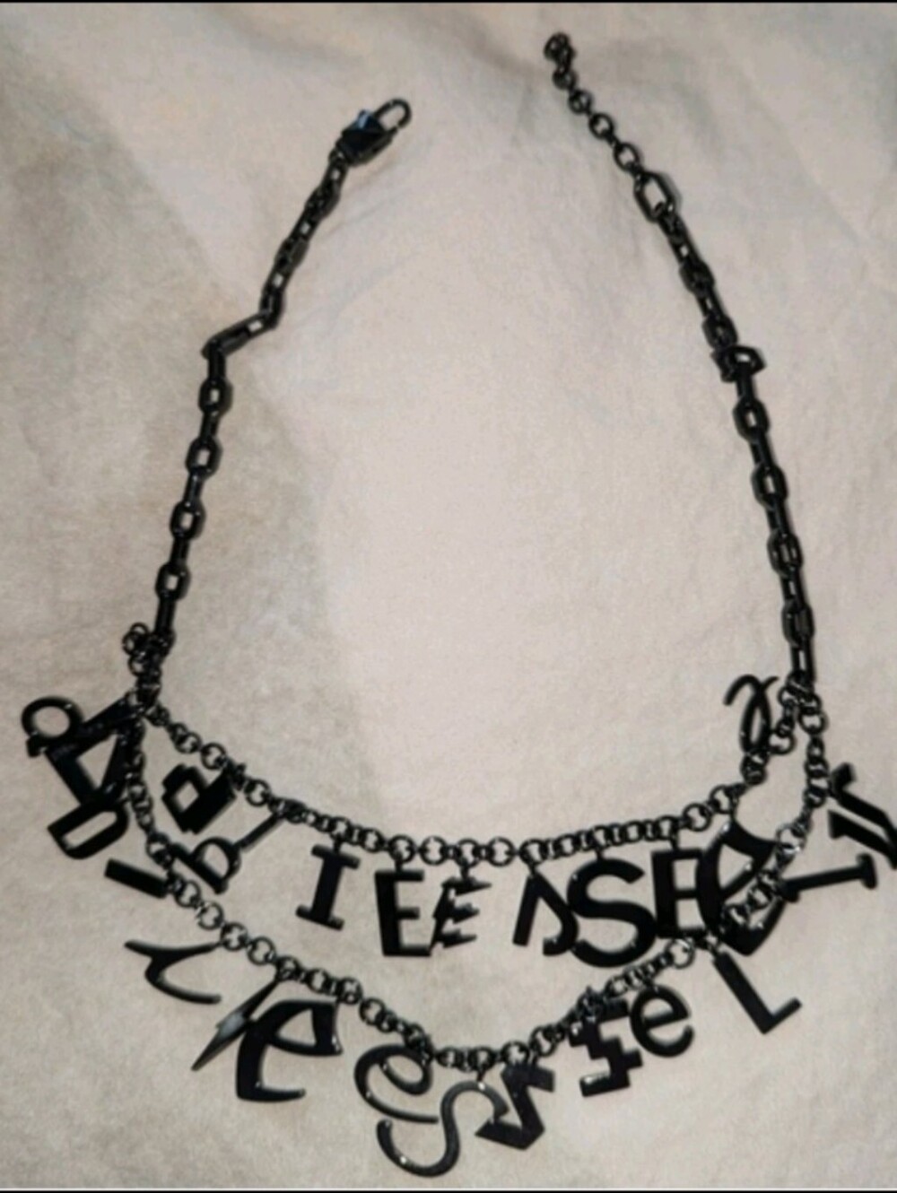 Diesel Vintage Rare Find Stainless Steel Black Layered Statement Necklace